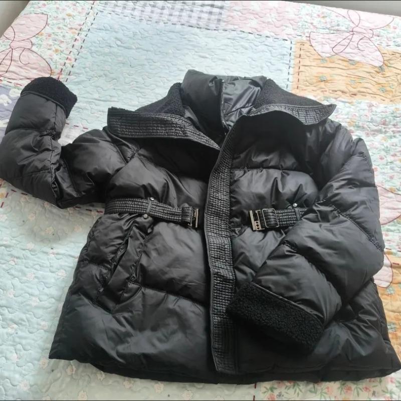 European Double Collar Cotton Jacket Women Fashion Lamb Wool Warm Sport Casual Coat