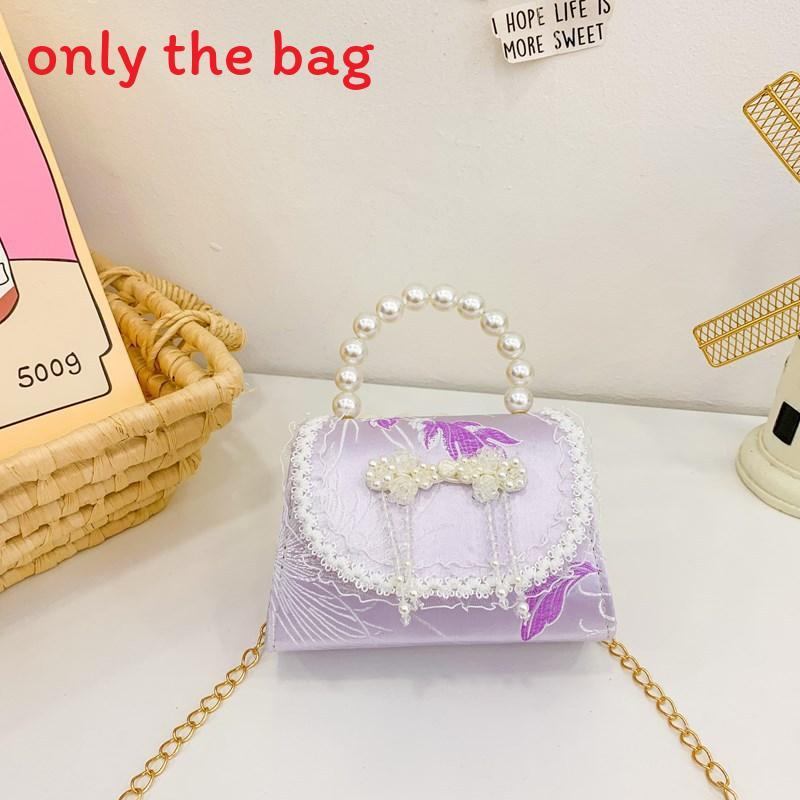 Childrens Cute Princess Crossbody Bag With Artificial Pearl Decoration And Embroidery Design For Daily Use