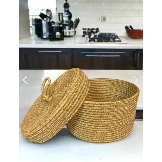 

Walnut Lidded Jute Basket