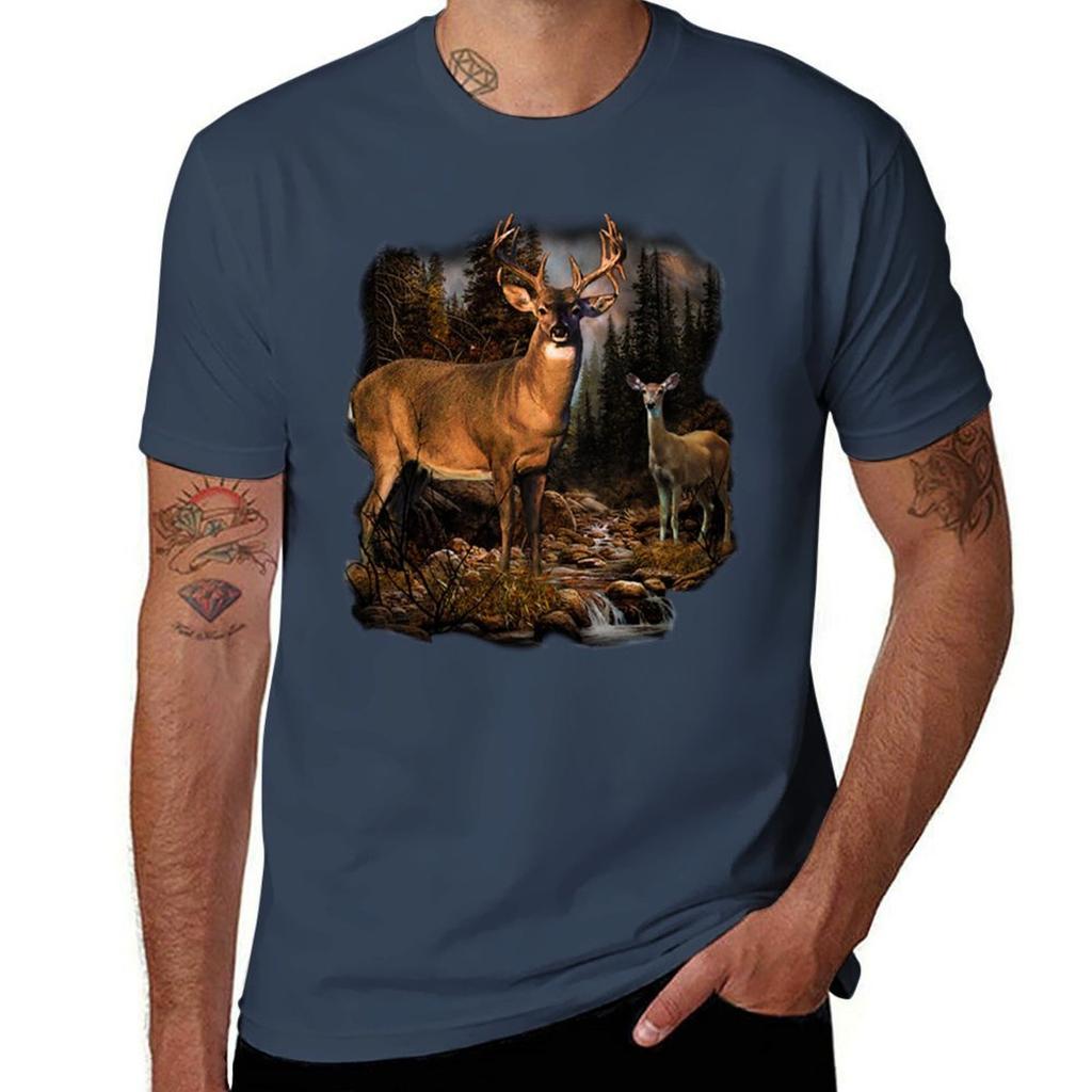 Wild Deer TShirt Simple Solid Color Crew Neck Tee