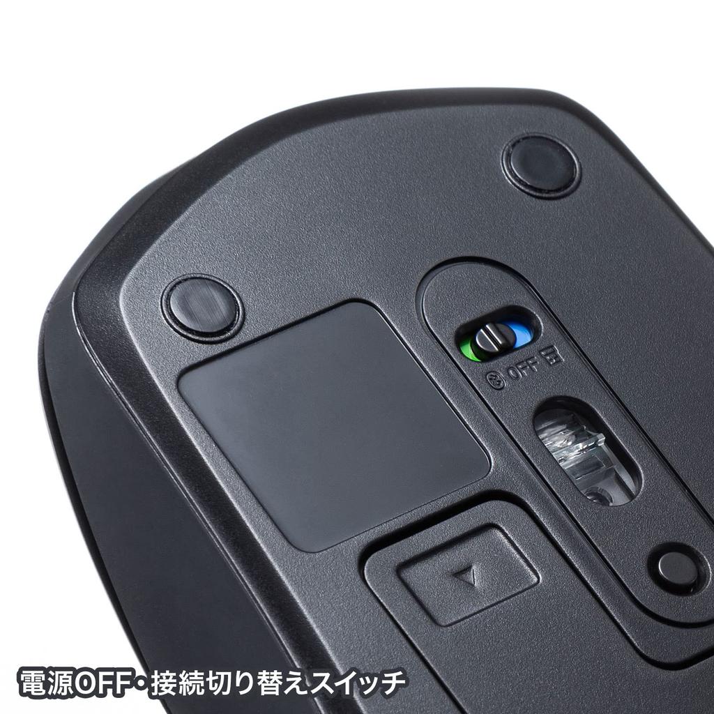 Sanwa Supply Mouse Combo (Bluetooth + 2.4GHz Wireless Compatible), Silent Buttons, Blue LED, 5 Buttons (Back & Forward), Medium, Black, MA-WBTBL193BK
