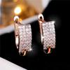 Cute Small White Round Zircon Stone Hoop Earrings For Women Charm Female Rose Gold Color Wedding  Gift