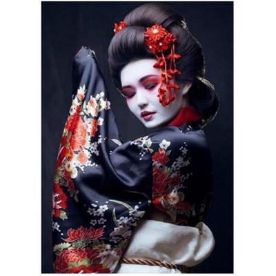 Diamant-Gemälde, Kreuzstich, Frauen, Diamant-Stickerei, japanisches Mädchen mit Fächer