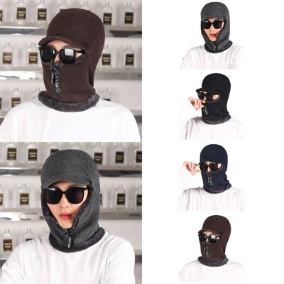 New Men Winter Warm Wool Hat Outdoor Ear Warm Thick Bicycle Knitted Cap Scarf Windproof Visors Cap Ti-de Gorras