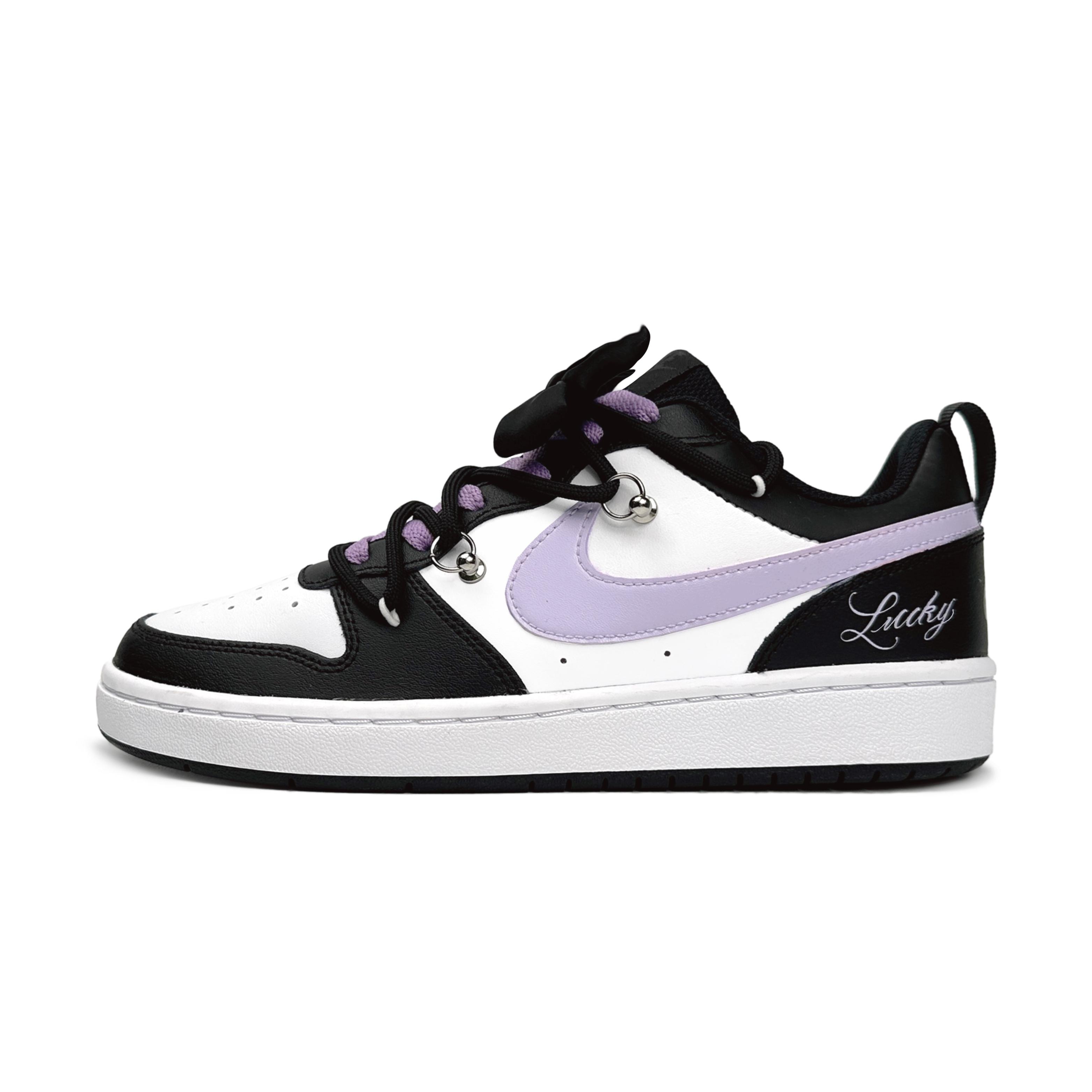 

Nike Court Borough Low top Skateboard Shoes GS Black Purple BQ5448-115(Team11-) 35.5