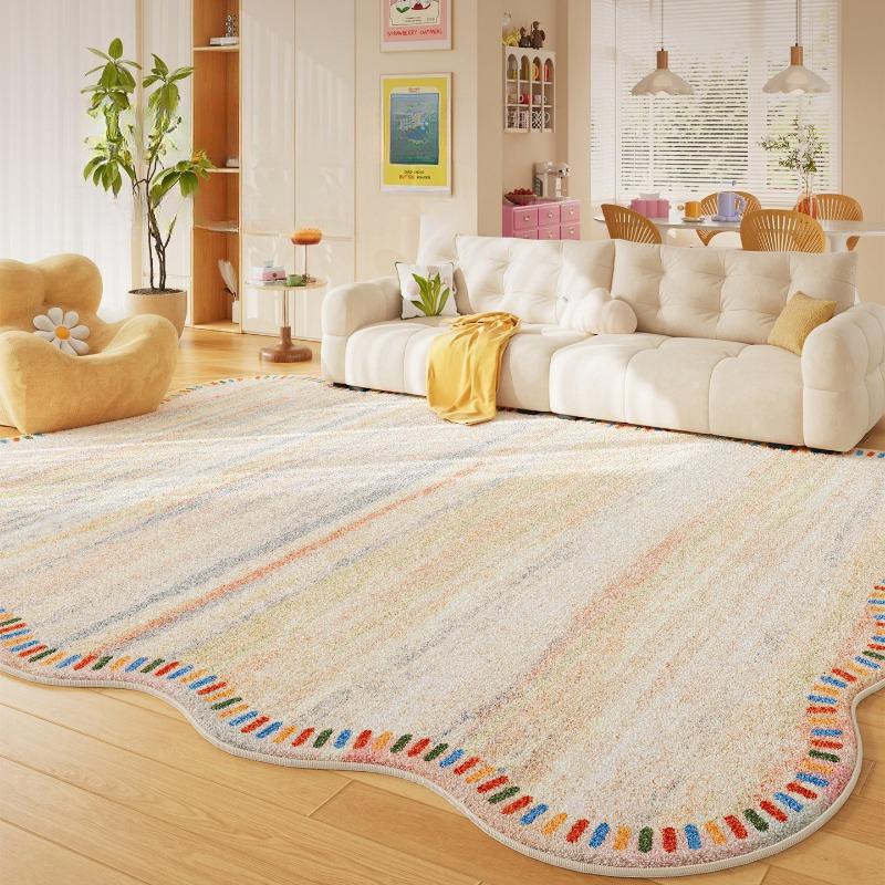 Dopamine Color Bedroom Decor Large Carpet Fluffy Soft Rug Irregular Shape Carpets for Living Room Thick Plush Bedside Floor Mat