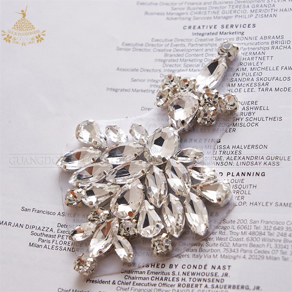 Hot Fix Rhinestones Patches Crystal Appliques for Wedding Bride Dresses Sashes LG-1601