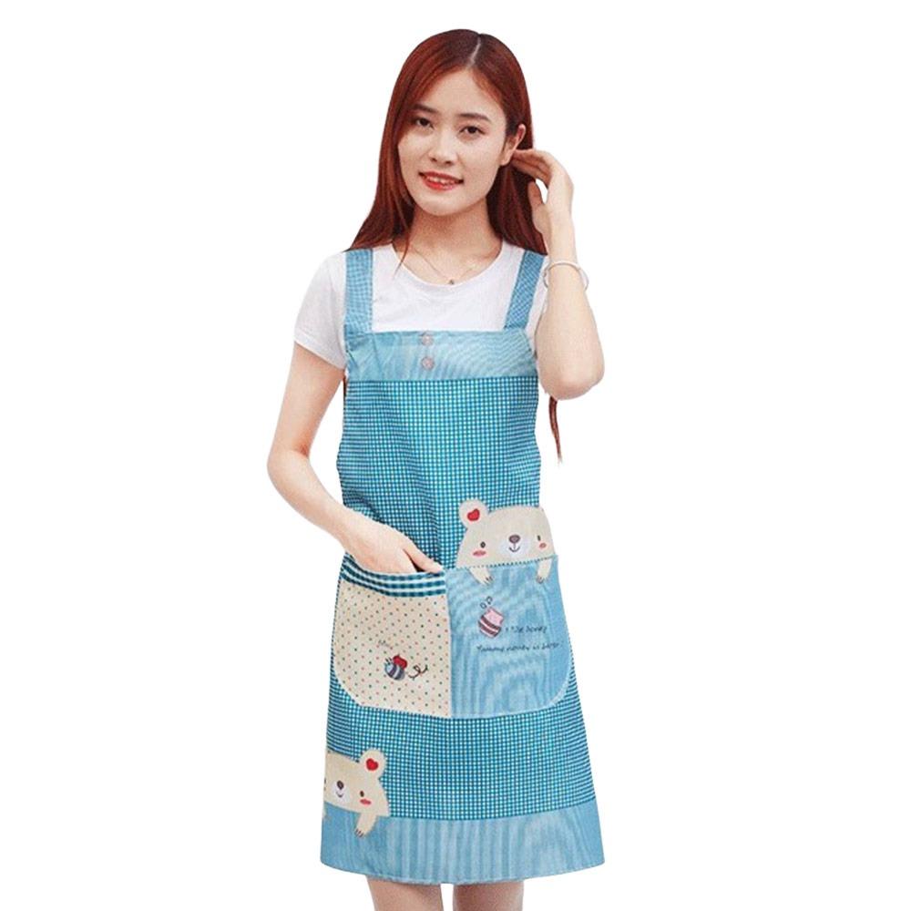 Durable Waterproof Kitchen Apron Oil-proof Pocket Kitchen Smock Sleeveless Cleaning Aprons Cooking