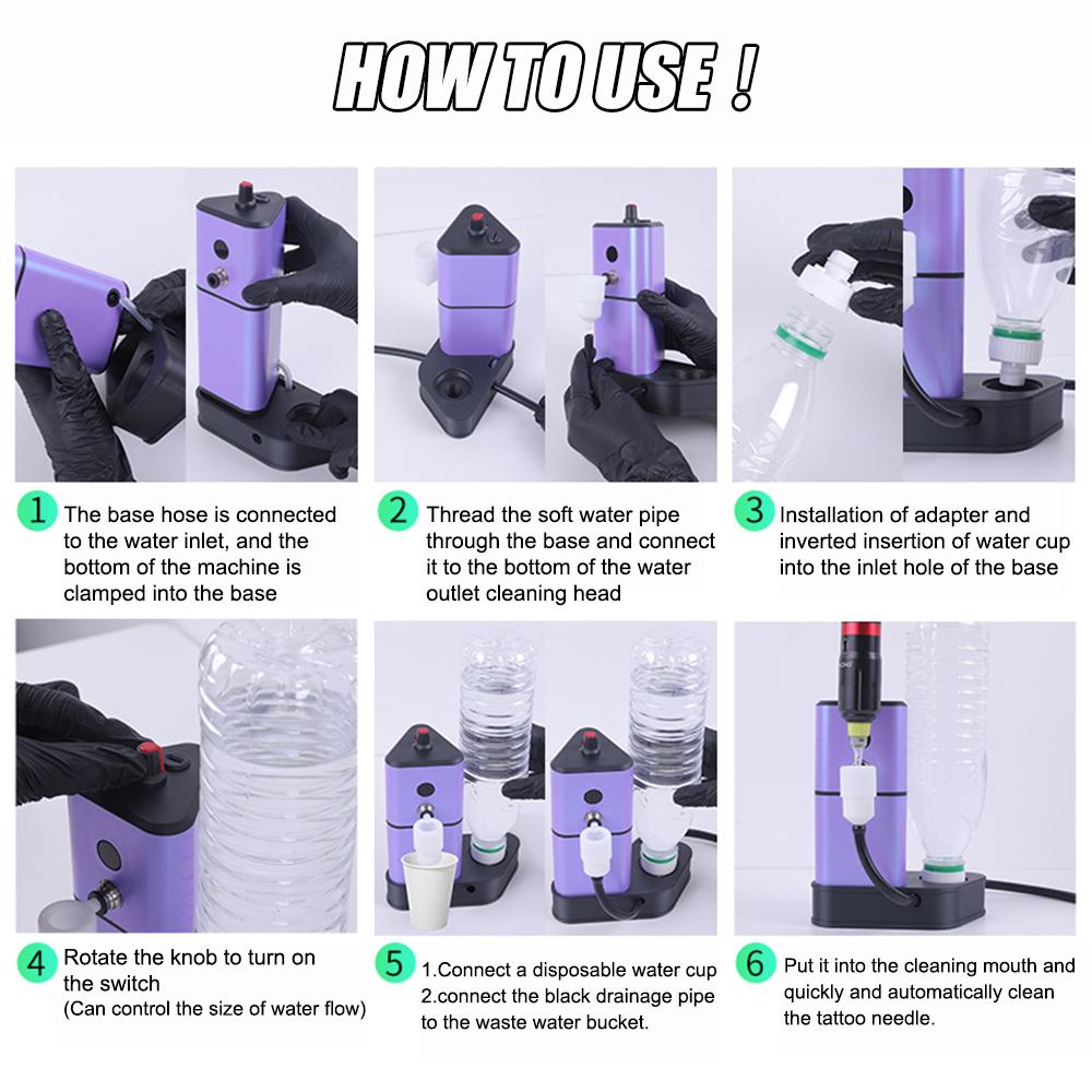 Tattoo Needle Cleaning Machine with Automatic Sensor Tattoo Needle Washer Color Rinse Tool Essential Tattoo Equipment