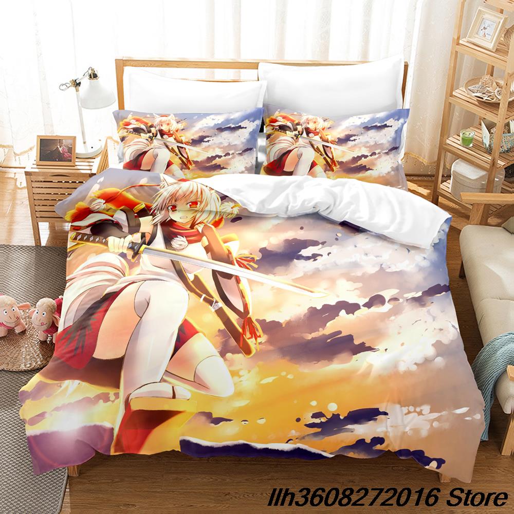 Comforter Kawaii Inubashiri Momiji Touhou Bedding Set Single Twin Full Queen King Size Bed Set Adult Kid Bedroom Three-Piece Suit Ani