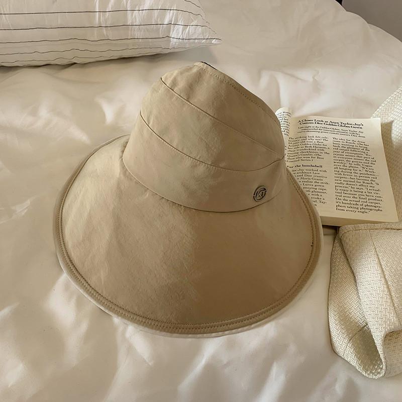 Trendy Brim Large Summer Hat For Women Uv Protection Black Sun Visor Cap