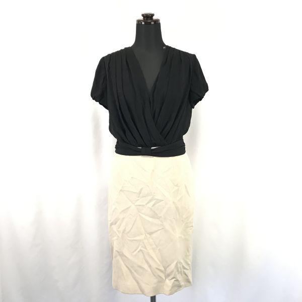 

Made in Japan / ESTNATION / Skirt-Style Short Sleeve Dress [Women s 38 / Black × Ivory] Dress