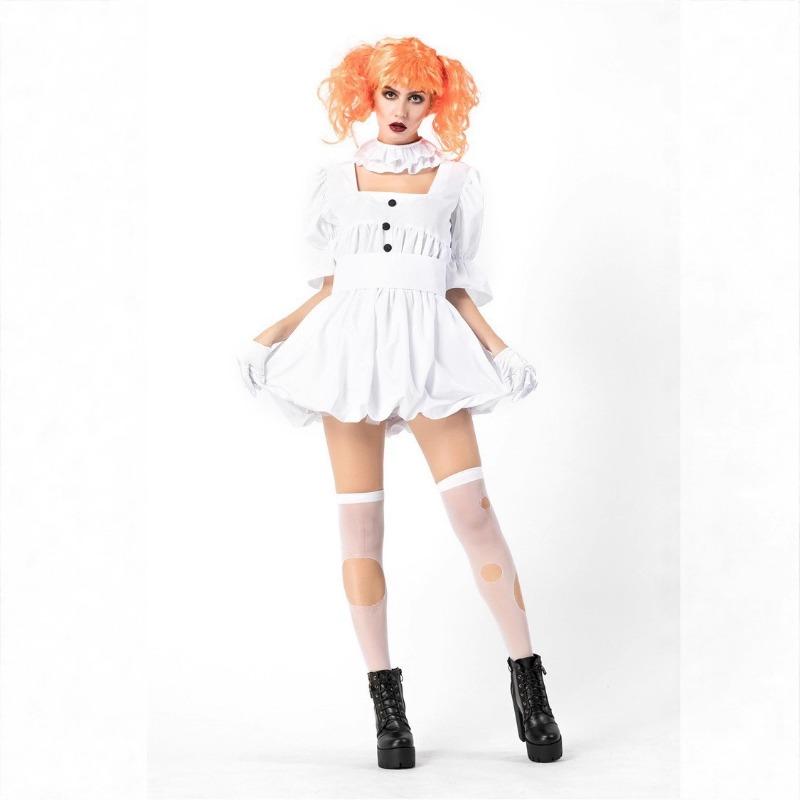 Halloween Clown Circus Clown Costume White Ghost Doll Ghost Festival Stage Costume