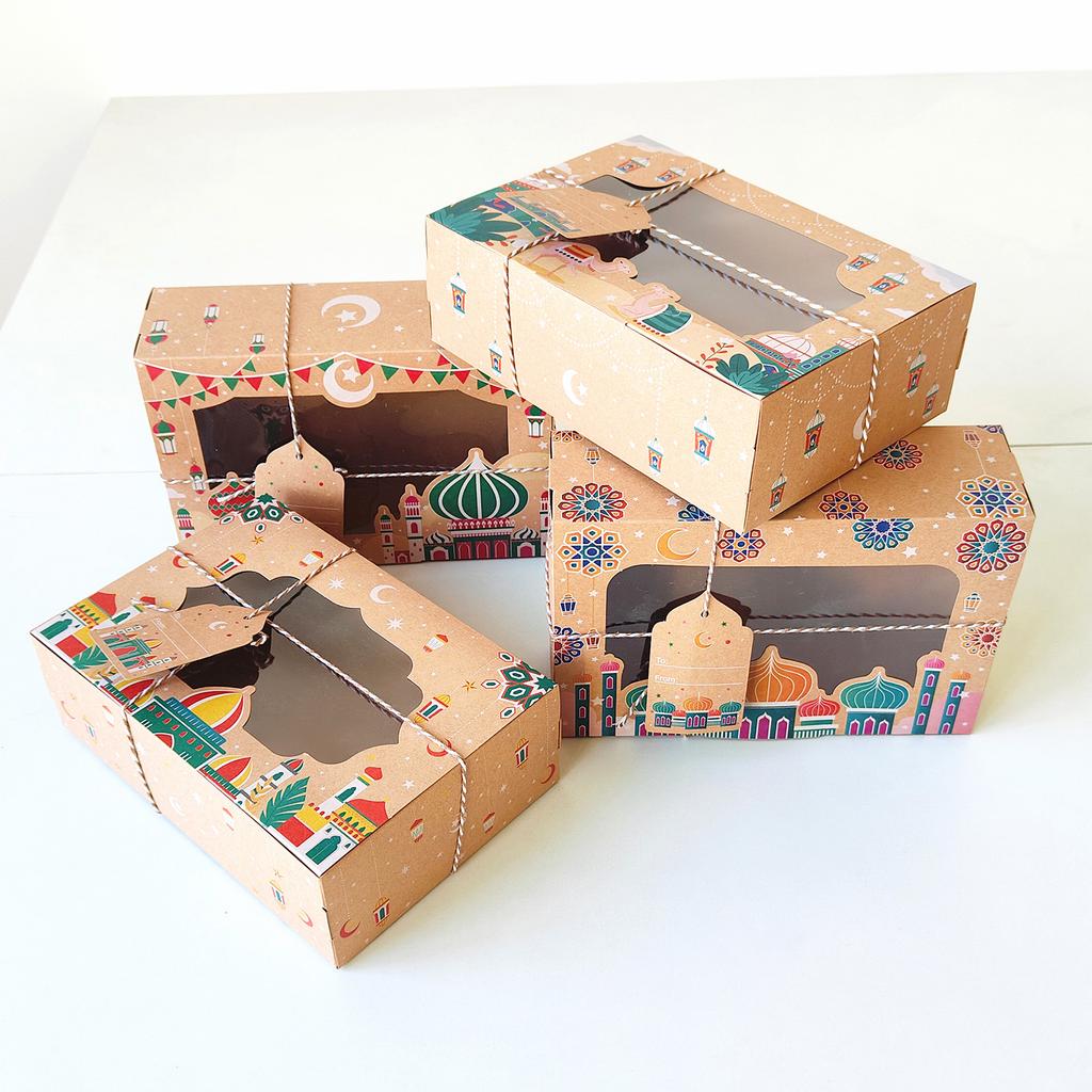 Pack of 8 Chocolate Candy Boxes Eid Mubarak Decorative Paper Boxes for Muslims Holiday Gifts Ramadans Decoration