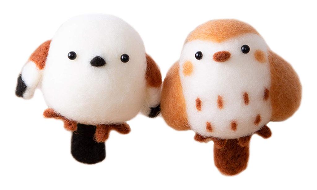 Hamanaka Wool Felt Marukoro Aclaine Marukoro Tit and Puffy Brown Kit, Series, Long-tailed Sparrow, H441-529,