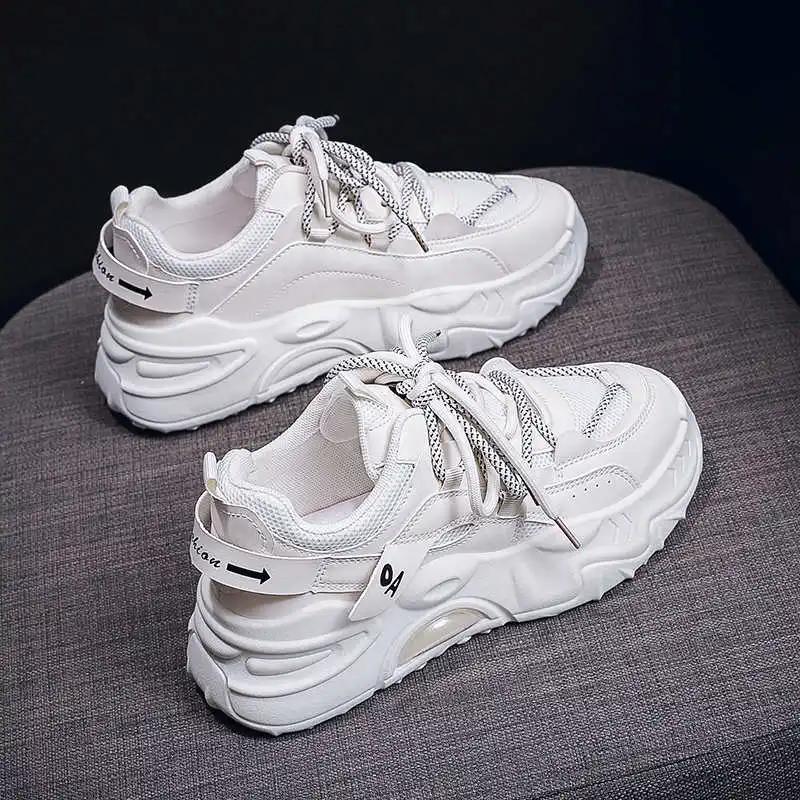 Fashion Platform Ventilation Women Trainers Flats Ladies Sneakers White Shoes Brand Luxury Women Sport Comfortable Celebrity