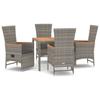 Vidaxl 5-Cz. Garden Furniture Set With Cushions, Grey, PE Rattan