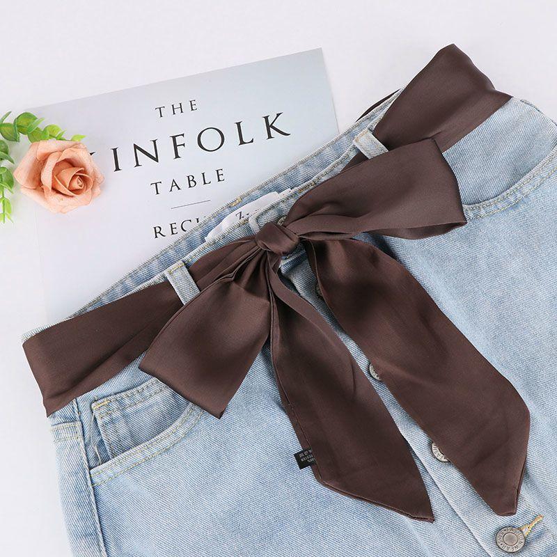 

Color Solid Contemporary Silk Ribbon Waist Belt With Beautiful Long Scarf For Fashion Trendy StyleZ