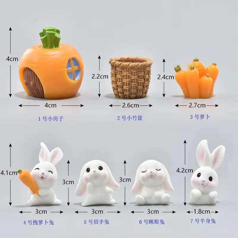 

7 шт./компл. DIY сказочное украшение для сада, изделия из смолы, милые животные, кролик, миниатюры, мини-фигурки, мох, террариум, микропейзаж белый