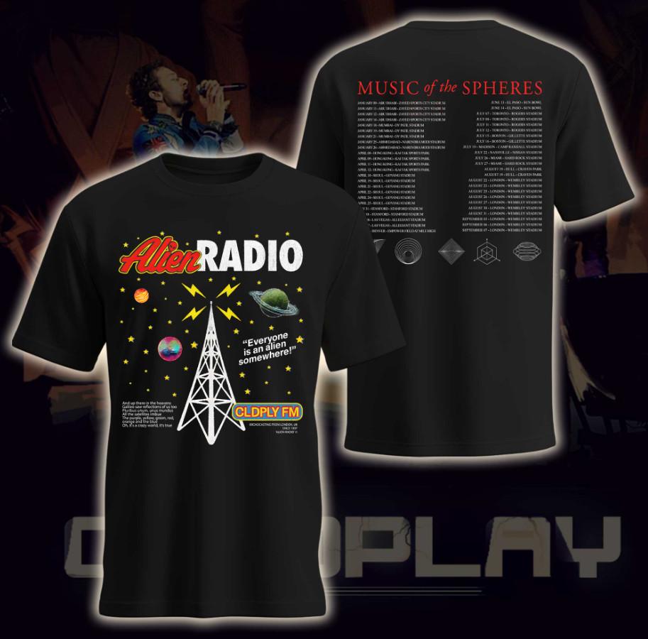 Coldplay Music of the Spheres Tour 2026 “Alien Radio” T-shirt size S-5XL L