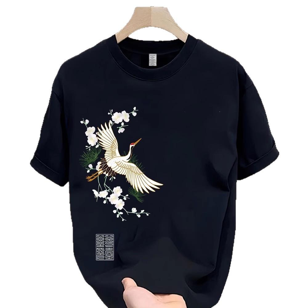 Amerikanische Trendmarke Kurzärmeliges Reines Baumwoll Herren-Print-T-Shirt Trendiges Vielseitiges Rundhals-T-Shirt für Herren und Damen Herren