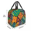 African Kitchen Montage Insulated Lunch Bags Women African Tribal Art Portable Cooler Thermal Food Lunch Box Work School Travel