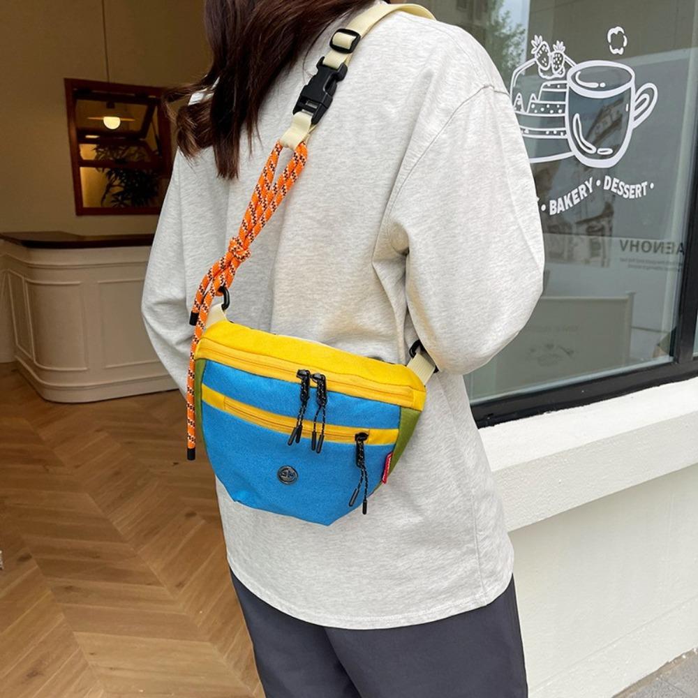 

Large Capacity Half Moon Bag Waterproof Dumpling Shoulder Bag Sports Crossbody Bag Girls Boys синий