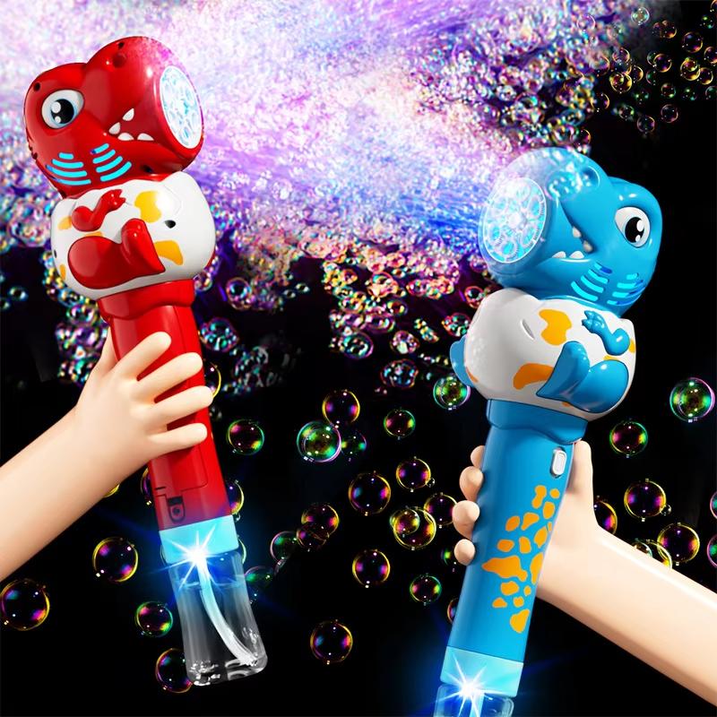 6 Hole New Dinosaur Bubble Gun Handheld Fully Automatic Bubble Machine Without Battery And Bubble Water For Kids Christmas Gift