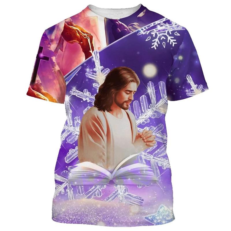 Gesù È Il Mio Salvatore Stampa 3D Magliette Uomo Donna Moda Cool Maglietta Gesù Estate Casual Y2k Manica Corta Oversize Abbigliamento Uomo