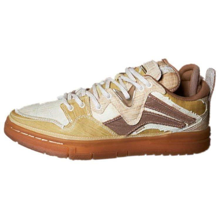 Li Ning Wave Pro Ramie Textile, Leather Slip Resistant Cushioning Abrasion Resistant Low Top Skateboard Shoes Men's AECS043-1