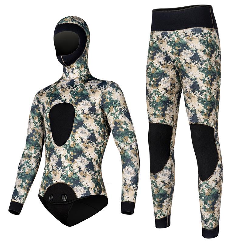 5mm Thermal Light Skin Diving Suit with Hood for Winter Swimming, Deep Diving, Surfing, Fishing, and Hunting.