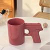 Creative Ceramic Cup Black Pink Pistol Cup Gun Handle Mug Personalized Water Cup Coffee Cup 3D Modeling Cup Color Glaze Cup