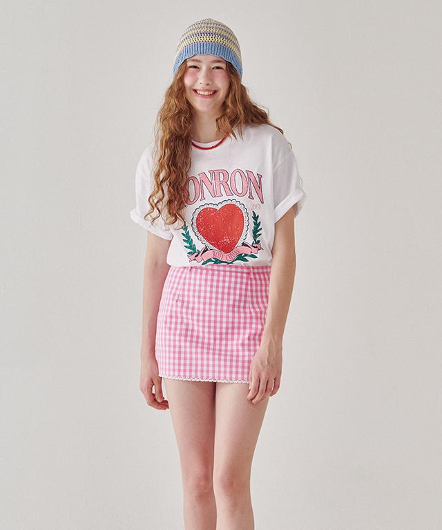 RONRON Ronron Heart Laurel Over Fit T Shirt White
