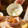 6-Zoll-Blumenförmige Keramik-Salatschüssel Luftfritteuse Schüssel Küche Dessert Snack Teller Haushalt Gebackener Reis und Obstschale