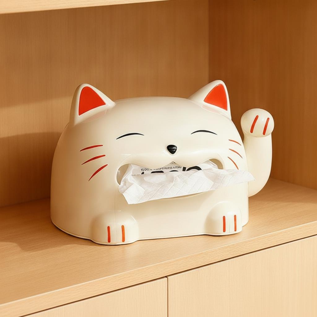 Cat Shaped Tissue Box Functional Cat Tissue Box Decorative Charming for Living Room, Bedside Table