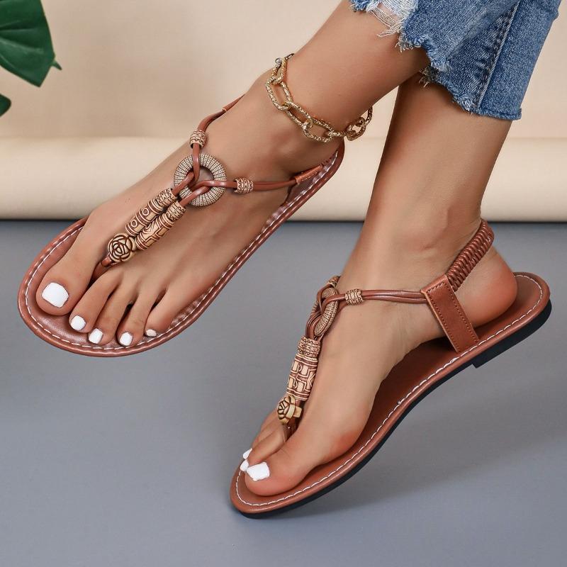 New Style Shoes Flat Shoes Women's Shoes Elastic Bands Beach Flip-flops