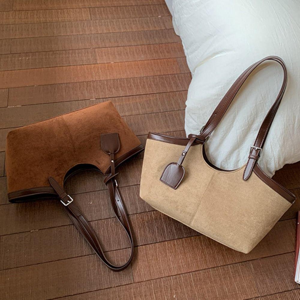 Tote Bag Matte PU Handbag Solid Color Underarm Packs Casual Suede Shoulder Bag Girls
