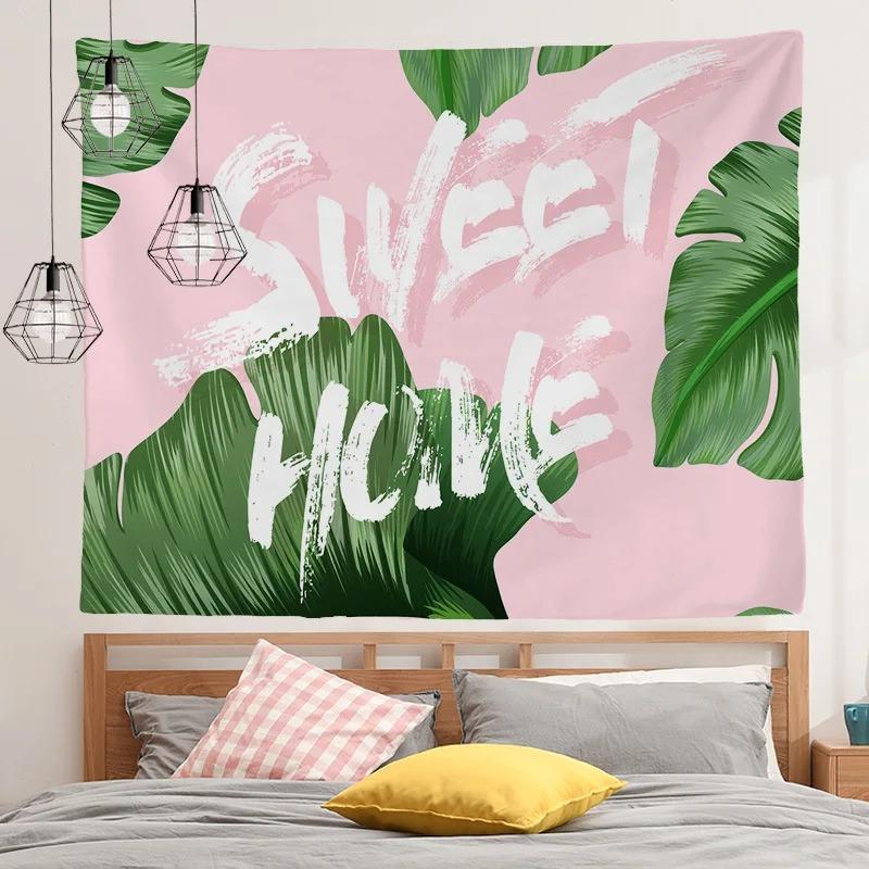 Tropical Plant Cartoon Flamingo Pattern Hanging Cloth Home Wall Decoration Tapestry Bedroom Living Room Tapestry