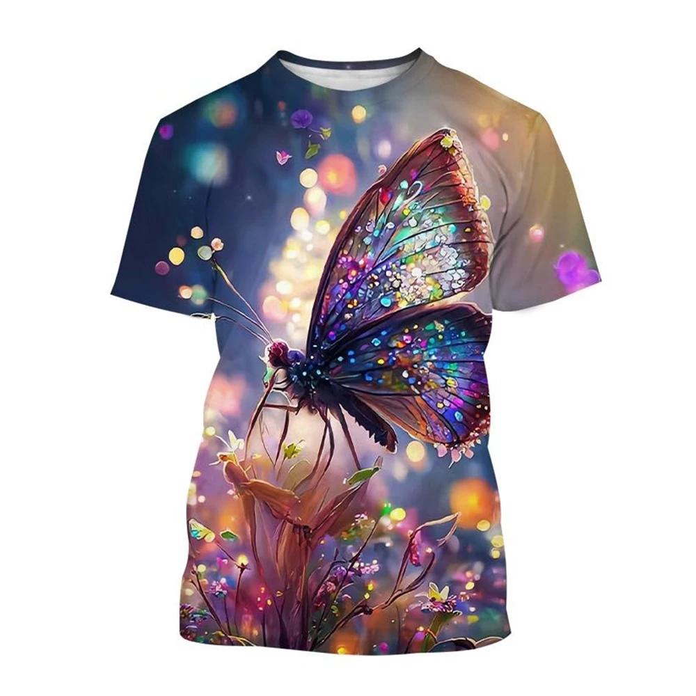 Hot Selling New Color 3D Printed Butterfly Animal T-shirt, Insect Butterfly Printed T-shirt, Men's and Women's Fashionable Casual Top