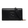 Soho Embossed Logo Chain Leather Wallet Shoulder Crossbody Bag Women Bags Black 598211-A7M0G-1000