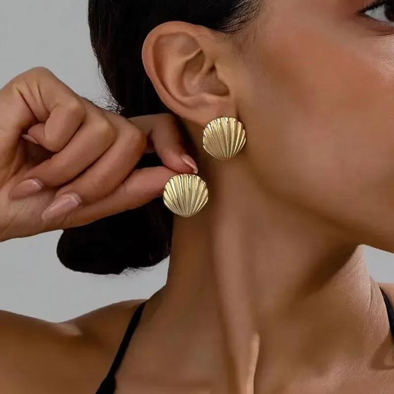 2025 Vintage Gold Big Ball Bag Earrings for Women Trendy Simple Earring  Prevent Allergy Party Accessories Birthday Gift