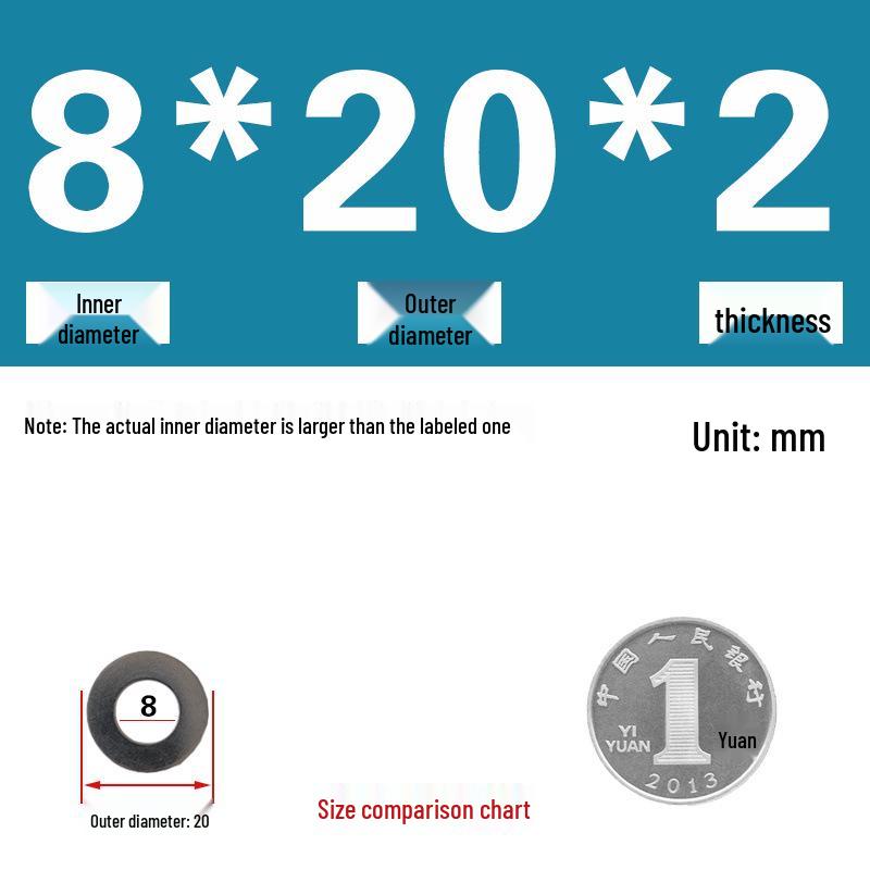 Galvanized Metal Flat Washer - Thin, Thickened, Enlarged Edge, Round, Sizes M3 to M10