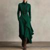 Women Clothing Fall Solid Color Long Sleeve Turtle Neck Maxi Dress