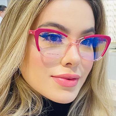 Montatura per occhiali da vista da donna con montatura per occhiali da vista di lusso firmati Tr90 anti luce blu, montatura per occhiali da vista da donna
