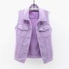 Gilet di Jeans Basic da Donna con Design Strappato Primavera Estate Slim Fit Top Casual