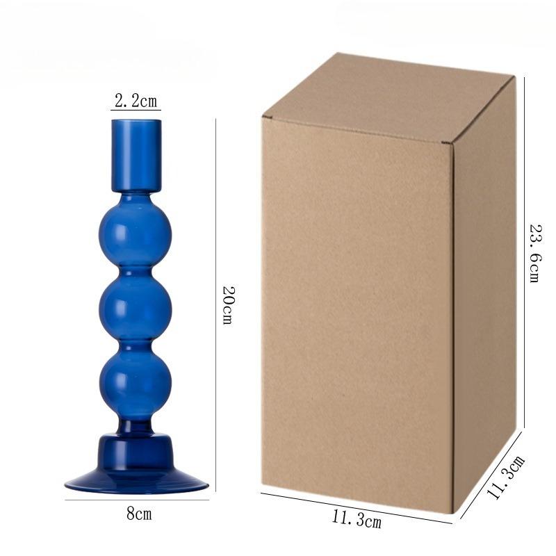 

Nordic Glass Candle Holder Colorful Candy Color Translucent High Glass Candle Stand for Birthday Wedding Room Party Home Decor