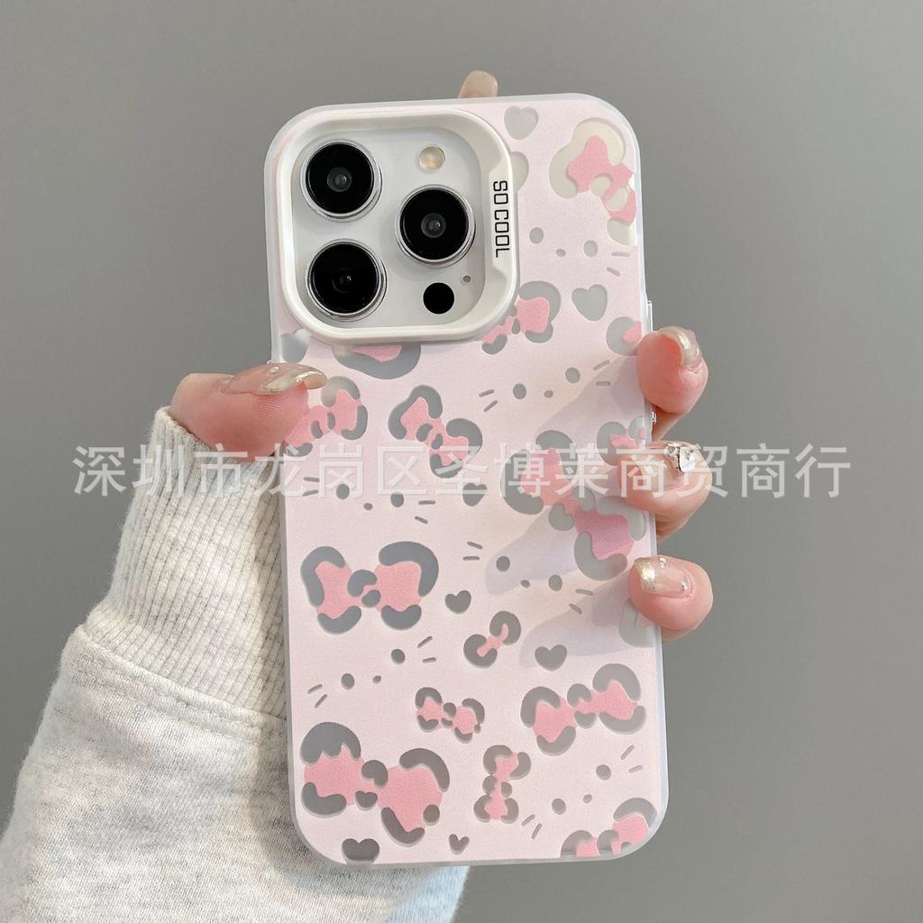 Bow KT applies to Apple 15 colored silver iPhone14Pro creative 11promax matte 16 protective case 17