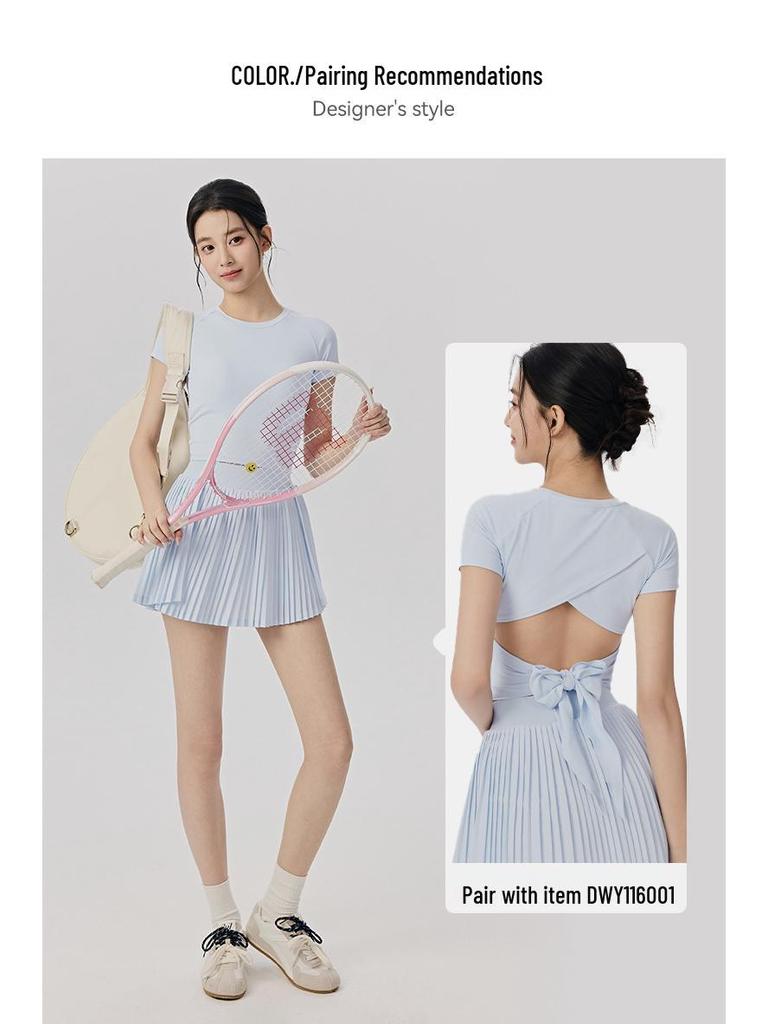 Damen Hochtaillierter Fake-Zweiteiler Plissierter Tennisrock mit Taschen