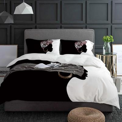 Schwarze Frau Schwarz Weiß Bettwäsche Set 3tlg Jungen Mädchen Bettbezug Kissenbezug Kinder Erwachsene Bettbezug Doppelbett Set Heimtextil