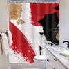 Black Shower Curtain Bathroom Decorative Abstract Modern Art Printed Shower Curtain Waterproof 12 Pack Plastic Hook
